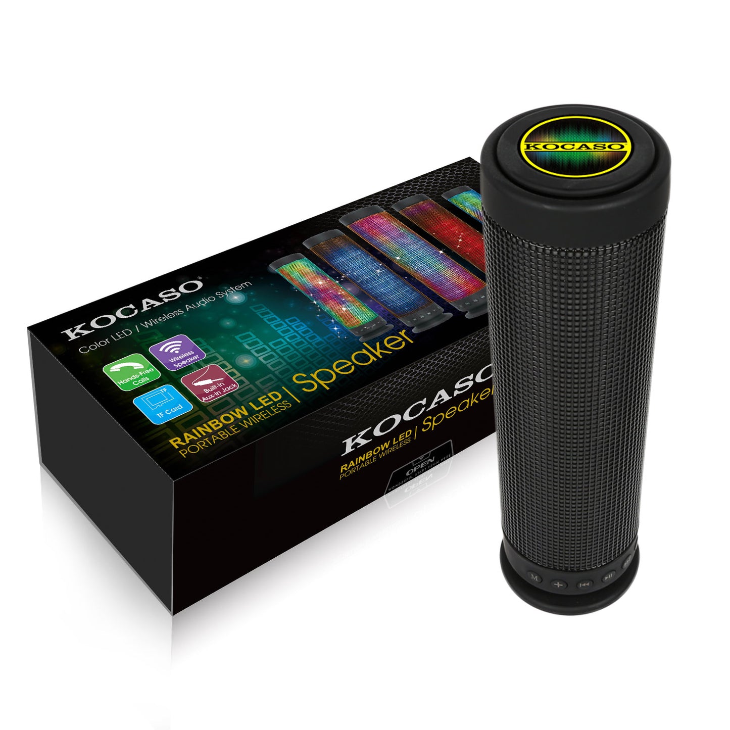 Portable Wireless Speaker with Rainbow LED Lights