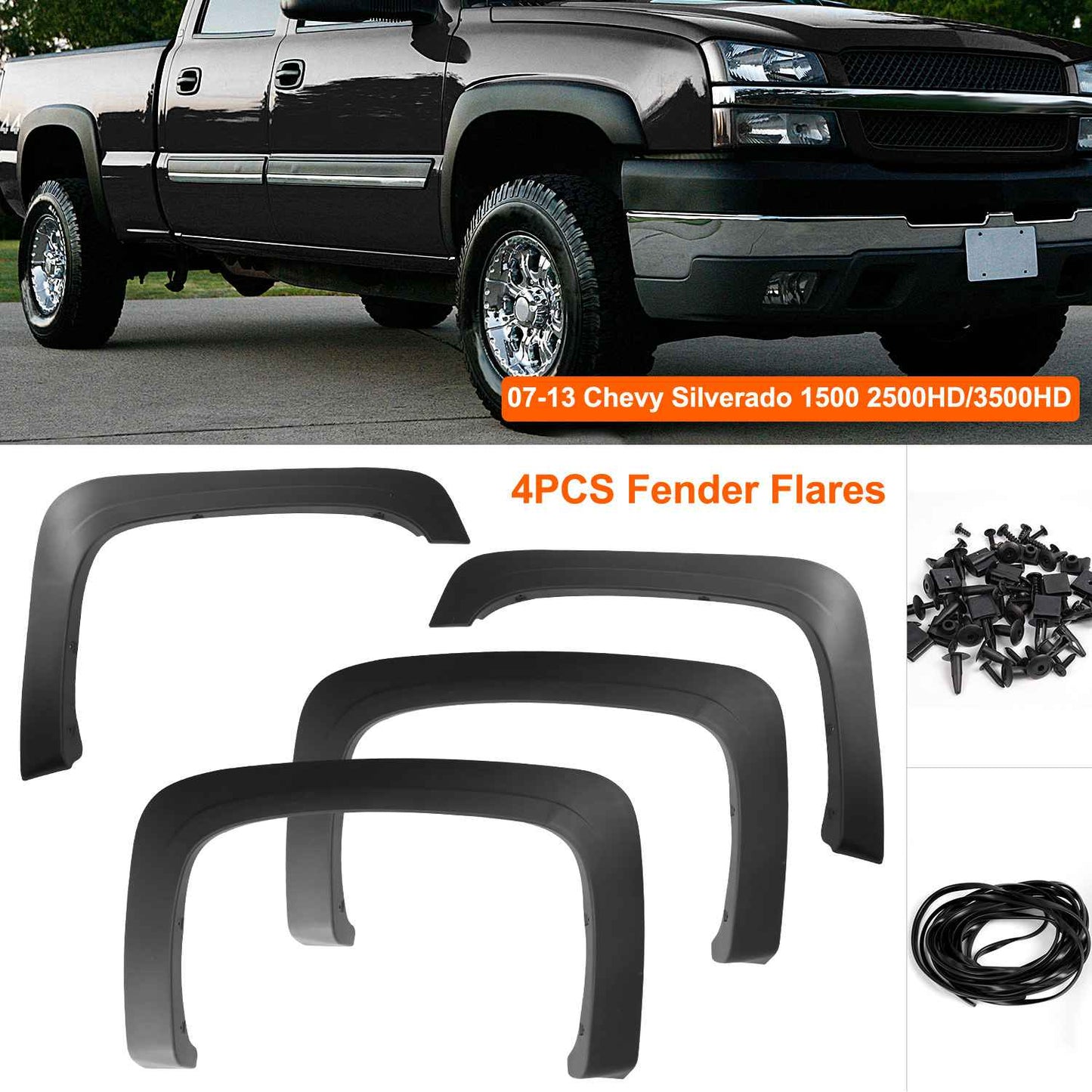 Pocket Style Fender Flares for 07-13 Chevy Silverado 1500-3500HD