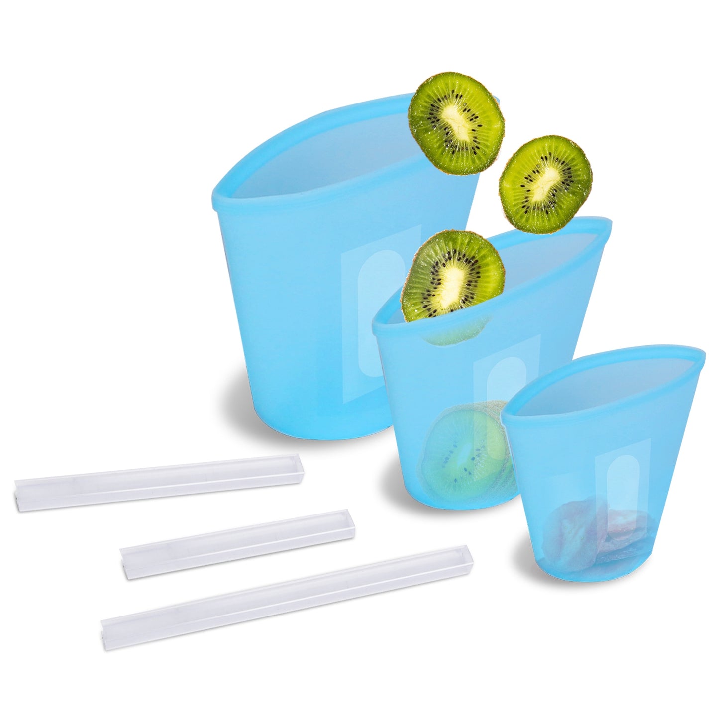 Silicone Food Storage Bags Set of 3 - Reusable & Leakproof