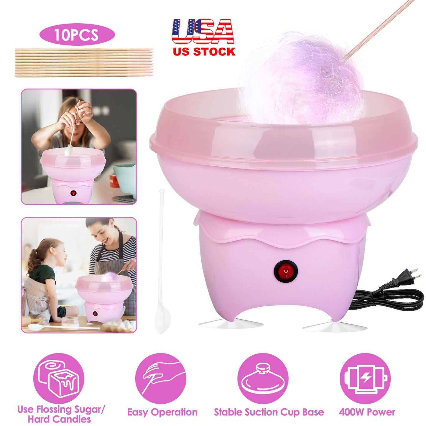 Cotton Candy Maker Machine for Kids - Electric & Portable