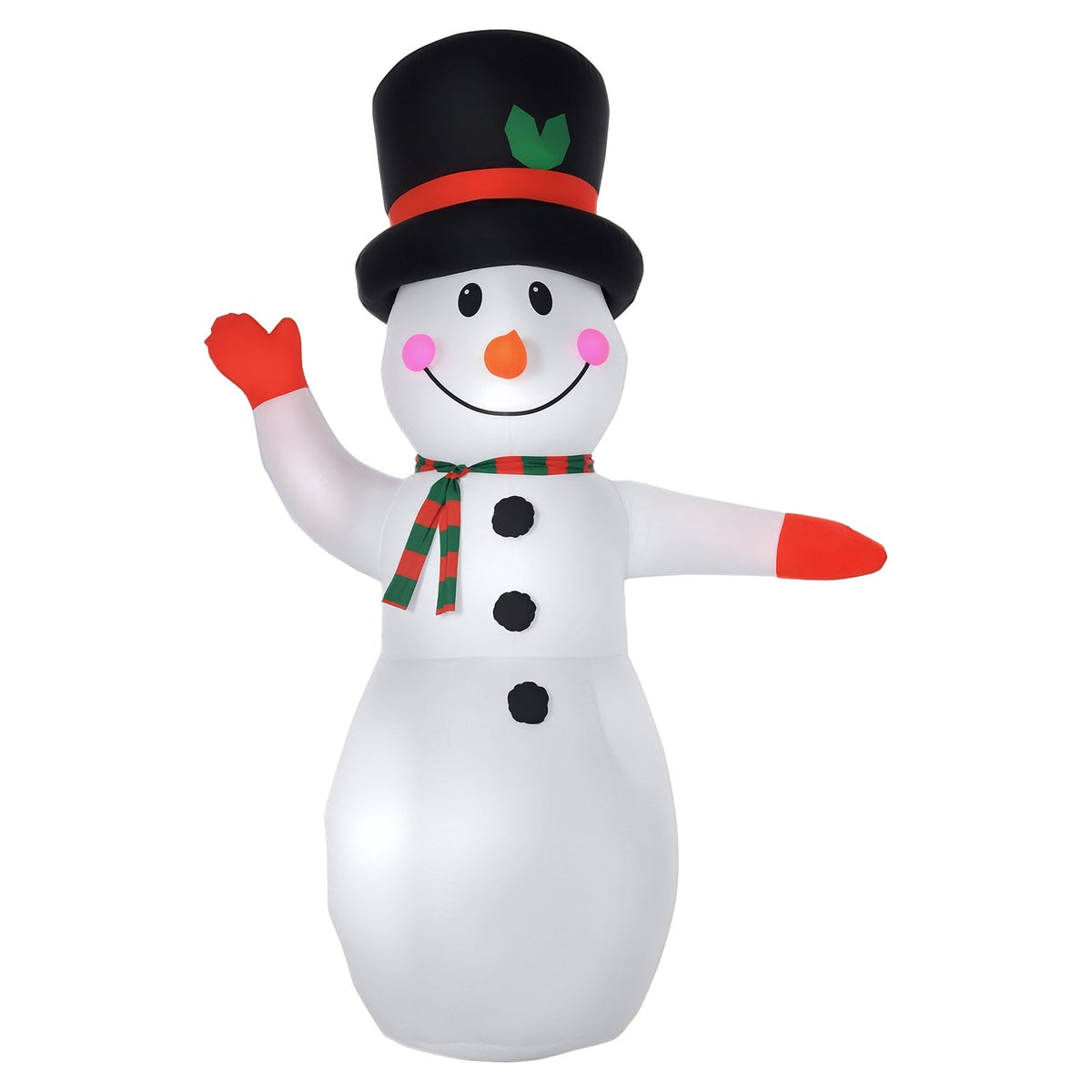 8FT Inflatable Waving Snowman with LED Lights & Built-In Fan