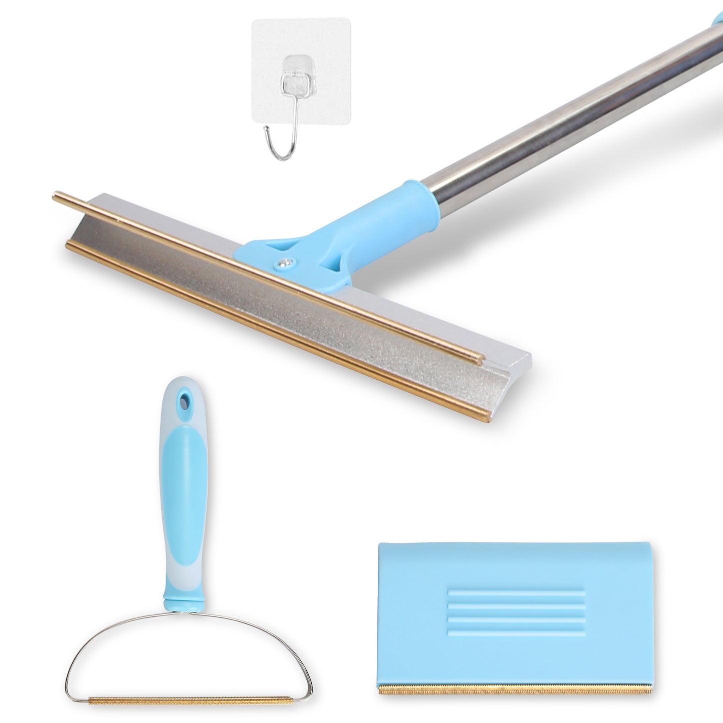 Pet Hair Removal Rake with 54" Adjustable Telescopic Handle