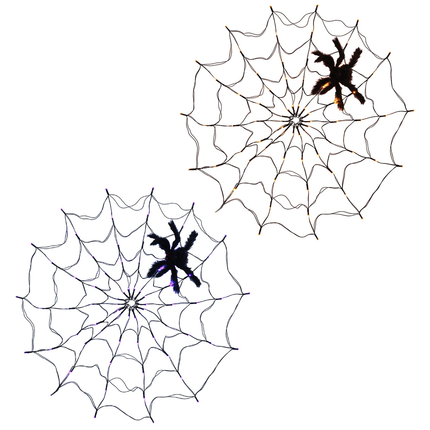Spider Web Light with Hairy Spider - 70 LED Halloween Decoration