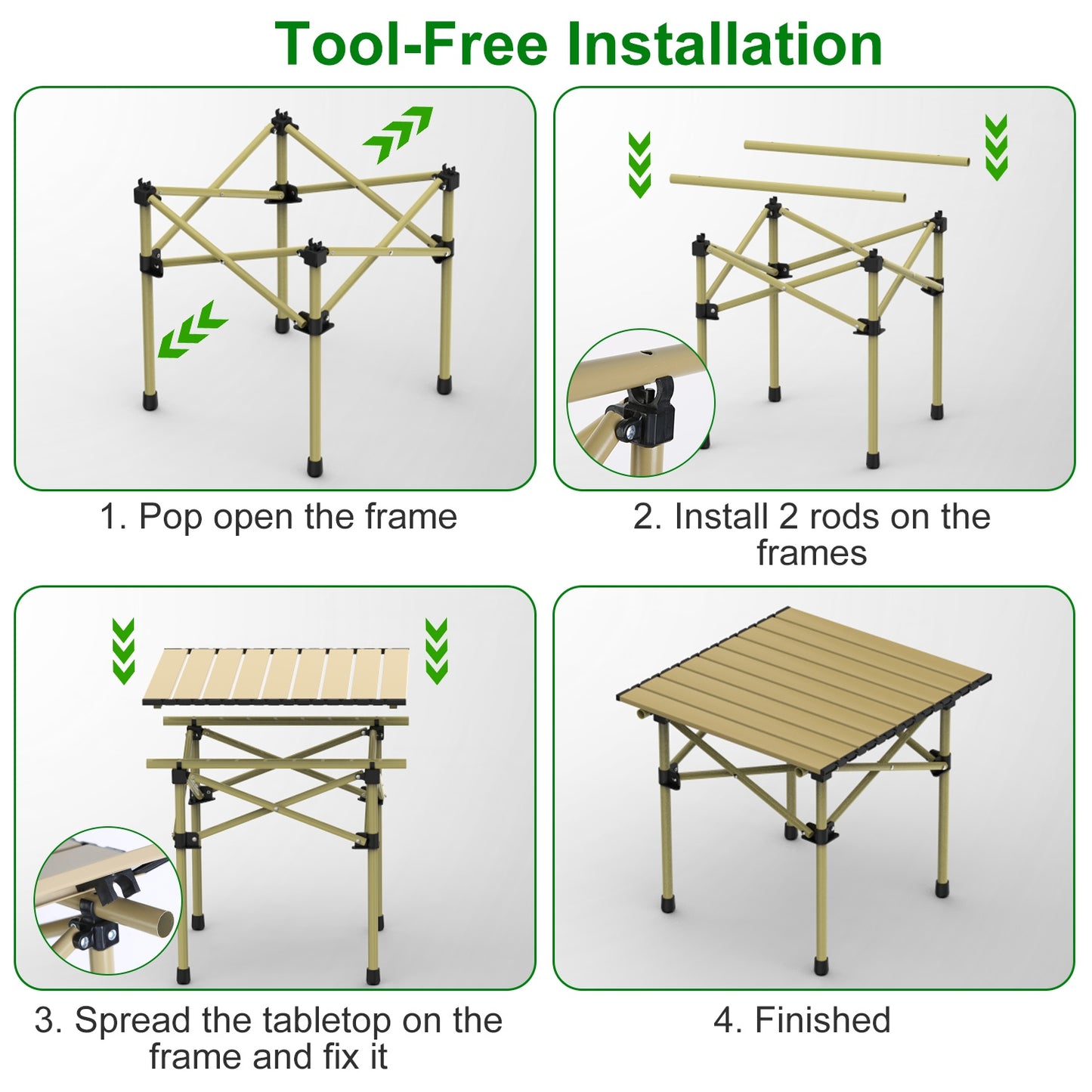 Folding Camping Table with Carry Bag - Lightweight Carbon Steel
