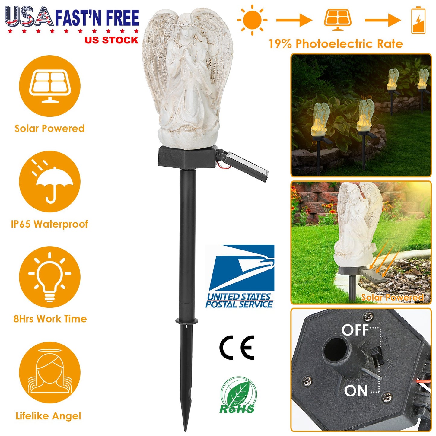 Solar Praying Angel Garden Light with LED Glow