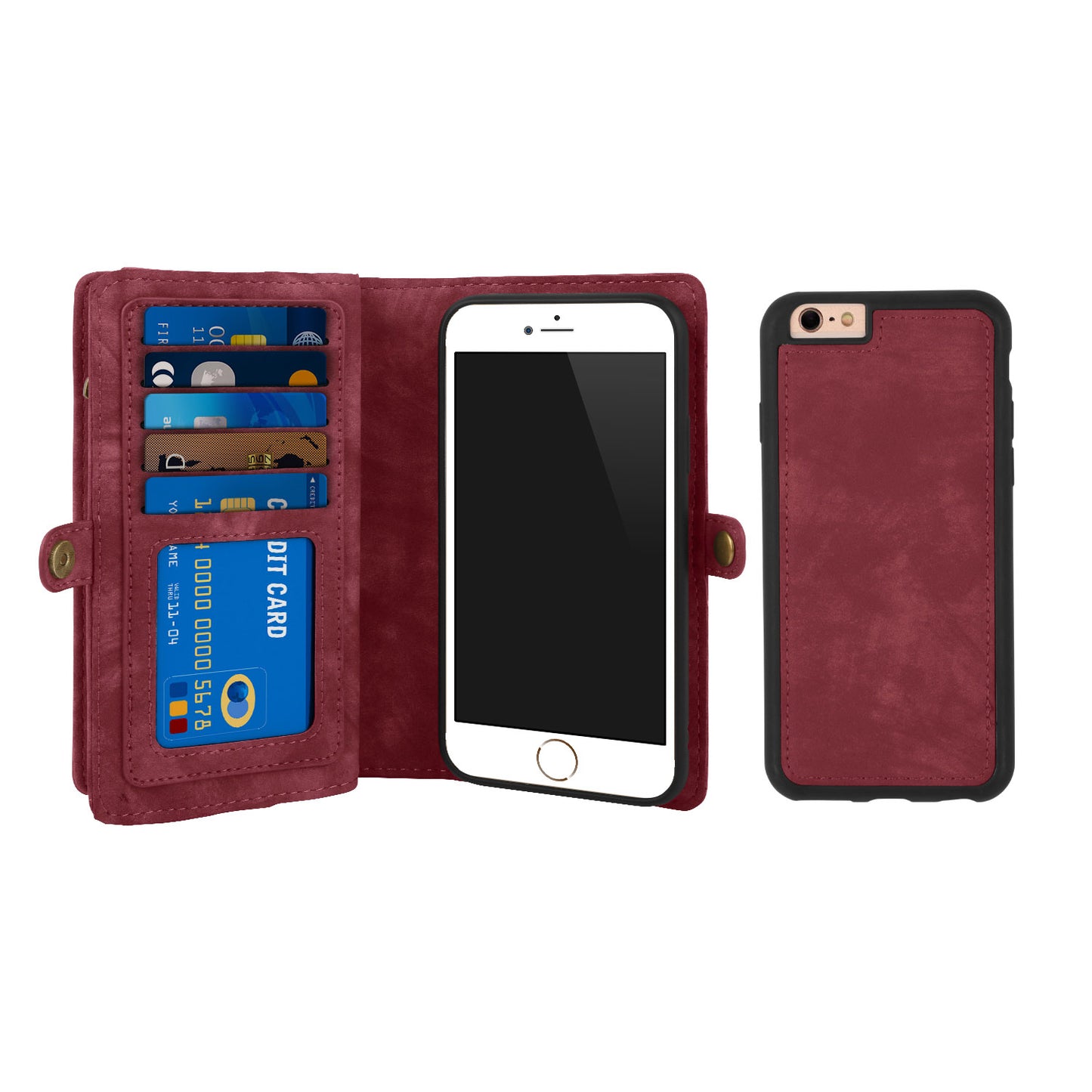 iPhone 6 Wallet Case with Detachable Magnetic Phone Holder
