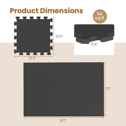 EVA Foam Floor Tiles 54-Pack with Borders and Non-Slip Surface