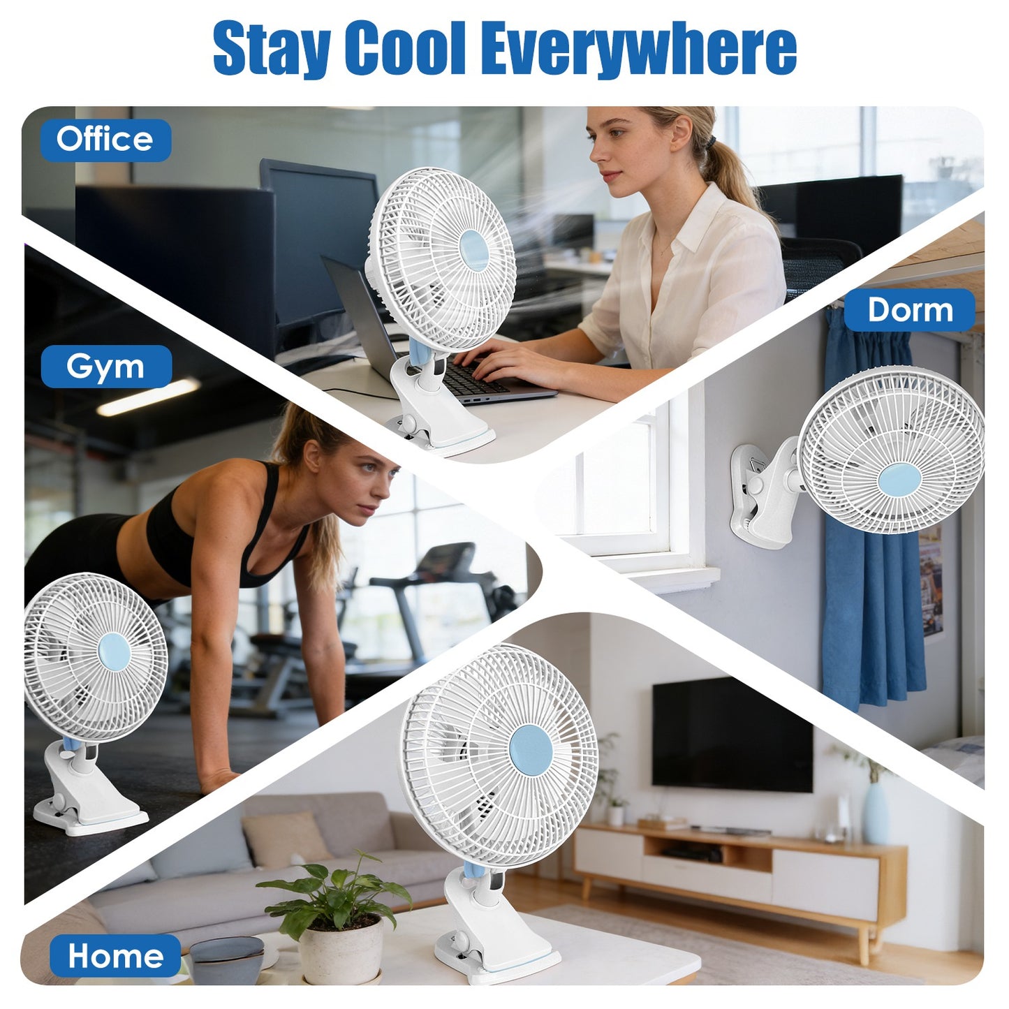8.66" Clip-On Fan with 90° Oscillation & 2 Speed Settings