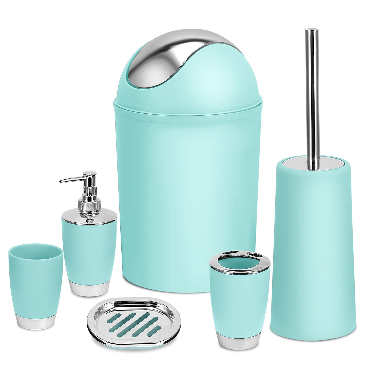 6-Piece Bathroom Accessories Set with Soap Dispenser & Brush