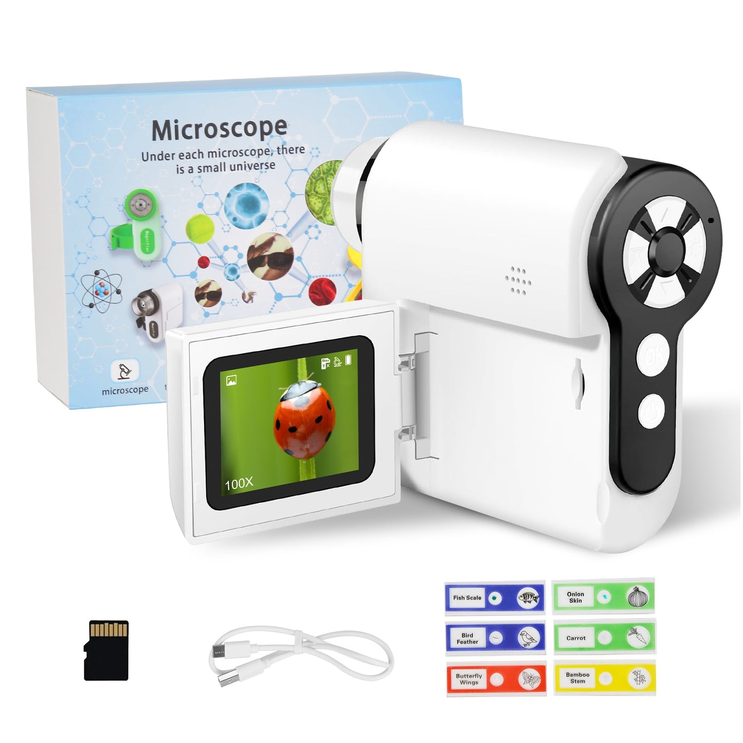 Kids Digital Microscope 1000X with Telescope & Camera