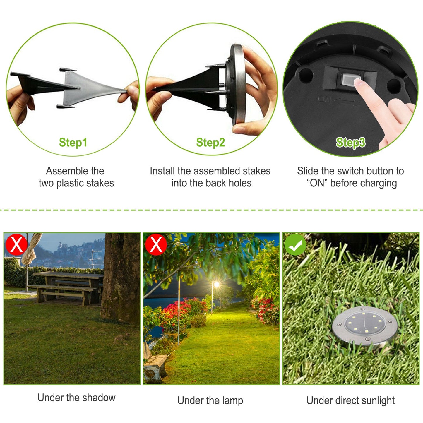 Solar Powered Ground Lights 4-Pack Waterproof Outdoor Path