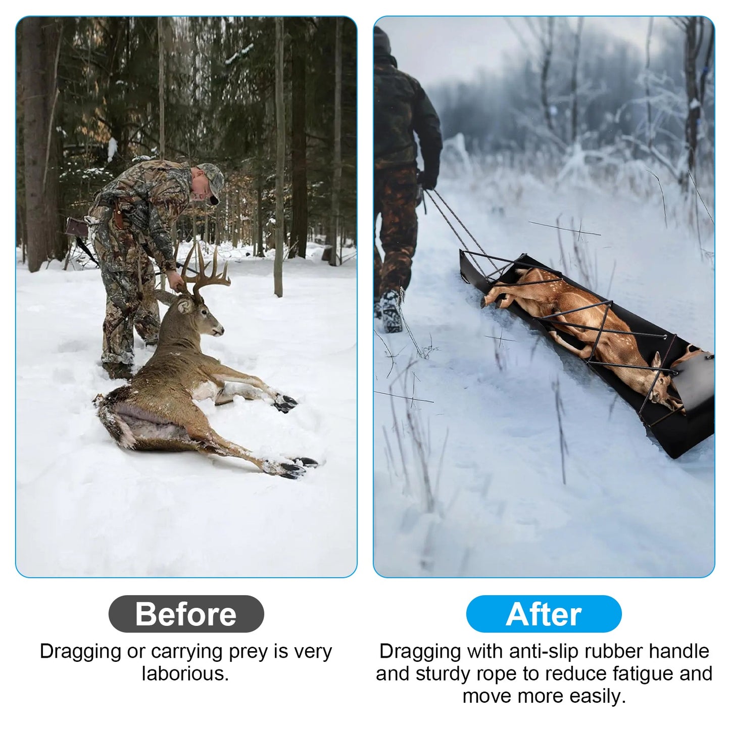 Deer Drag Sled with Handle for Hunting and Game Hauling