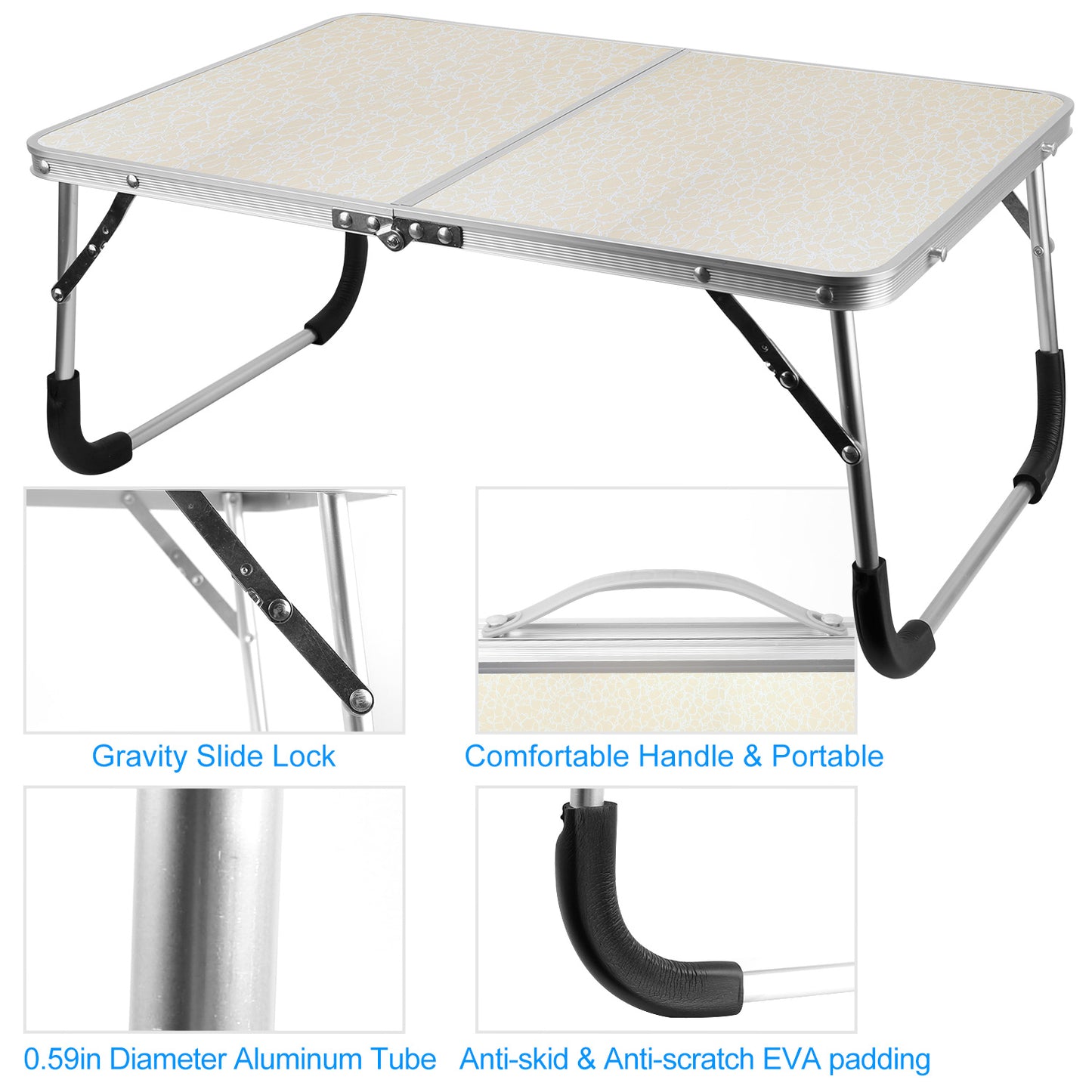 Foldable Laptop Table with Adjustable Legs for Bed & Sofa