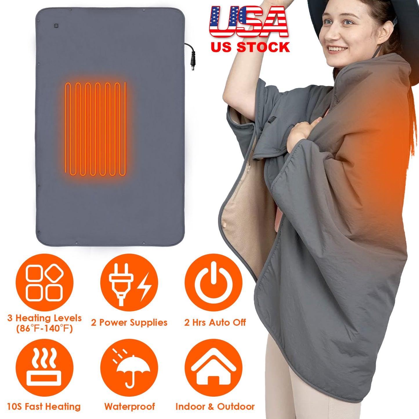 Electric Heated Throw Blanket with 3 Heat Levels & Auto Shutoff