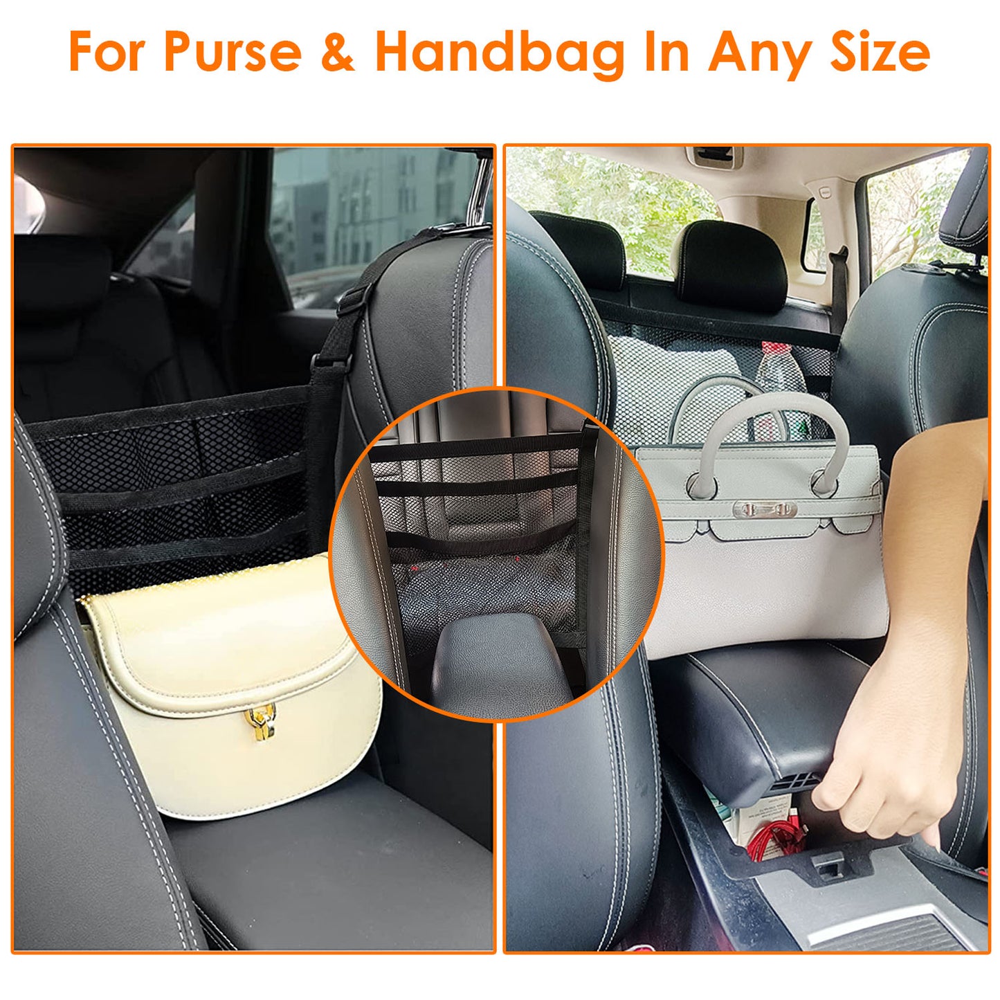 Car Mesh Organizer 3-Layer Seat Back Storage Net with Pet Barrier