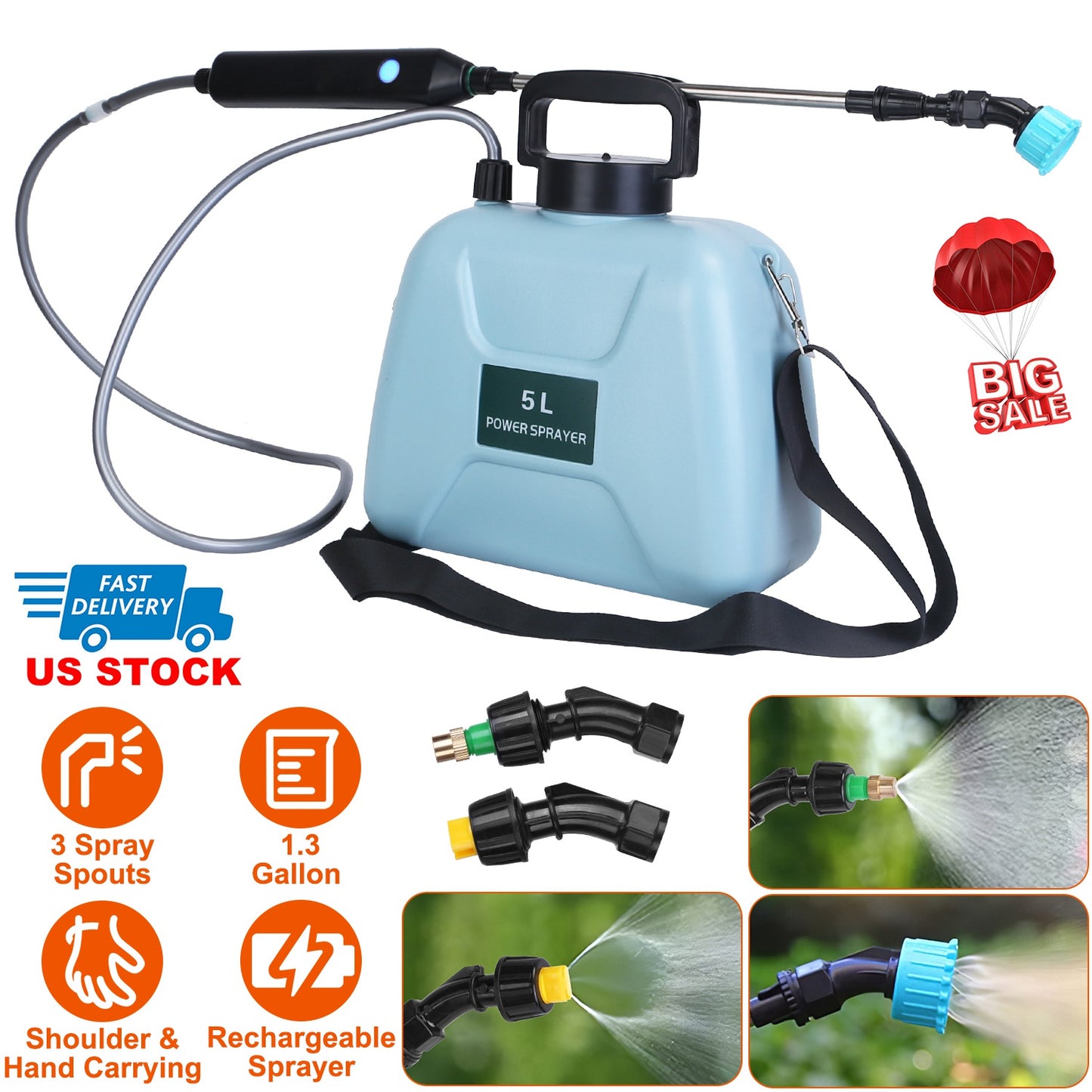 Electric Plant Sprayer 5L Rechargeable with Telescopic Wand