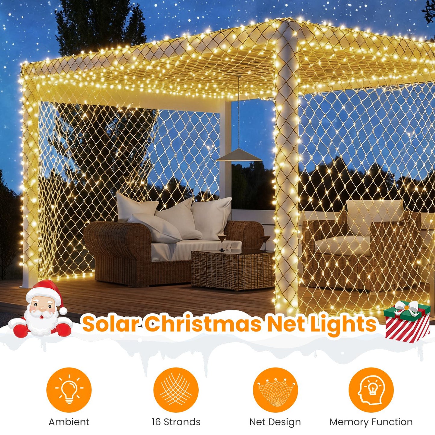 Solar Net Lights 192 LED 9.84x6.56ft Outdoor Waterproof