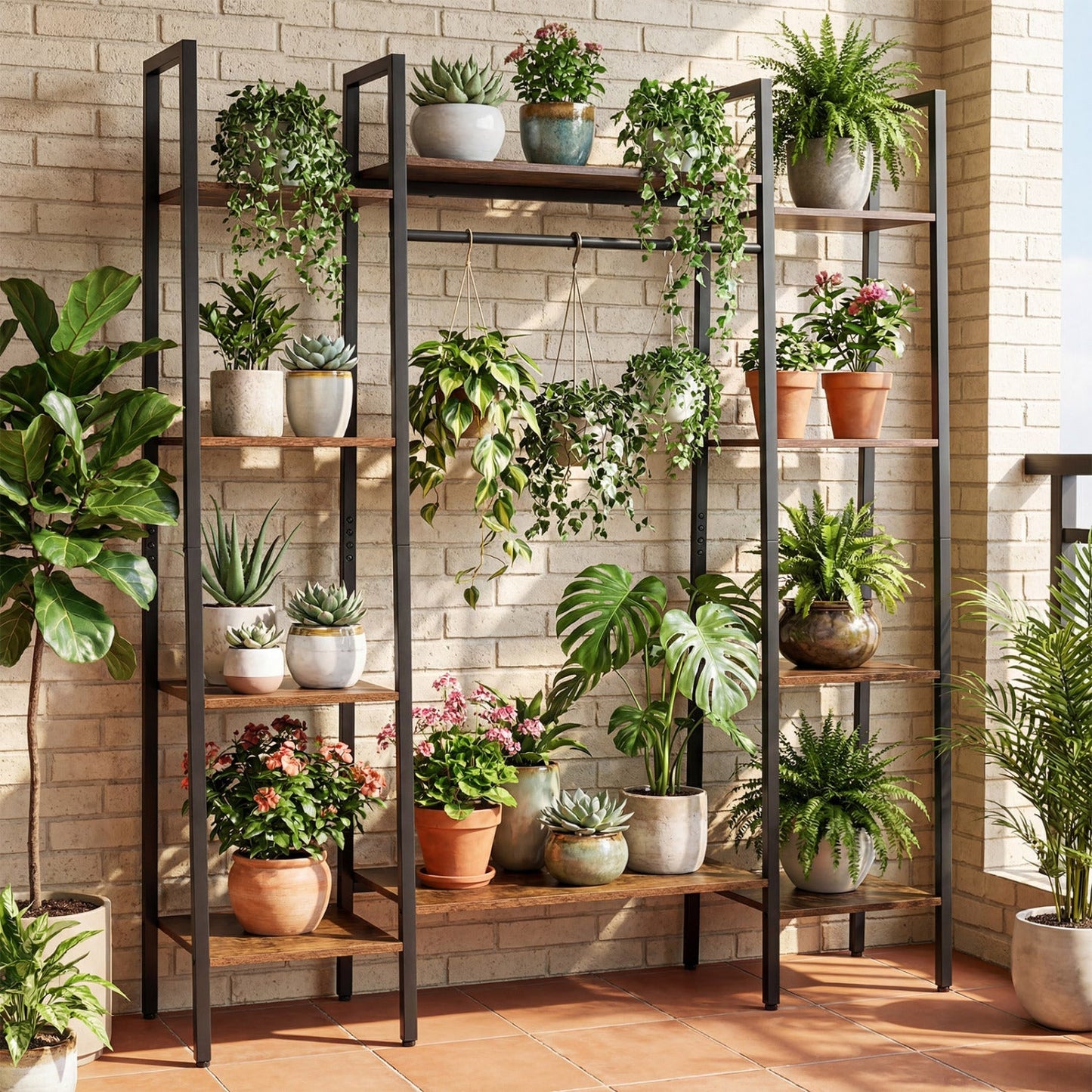 10-Tier Plant Stand with 16-Color LED Lights, 55.5" Tall