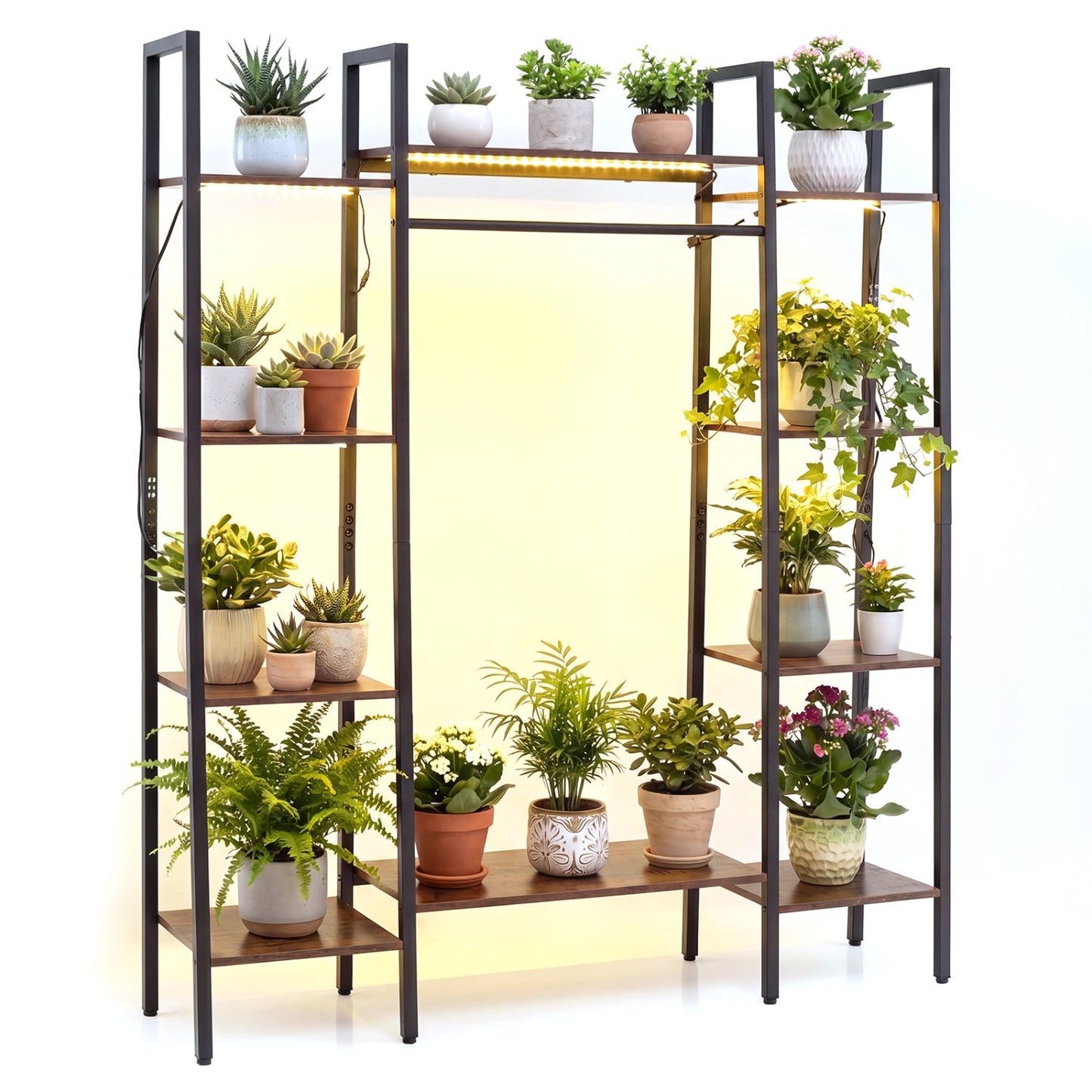 10-Tier Plant Stand with 16-Color LED Lights, 55.5" Tall