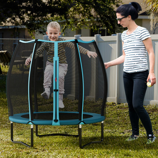 55 Inch Trampoline for Kids Toddler Mini Trampoline with Safety Enclosure Net-Blue