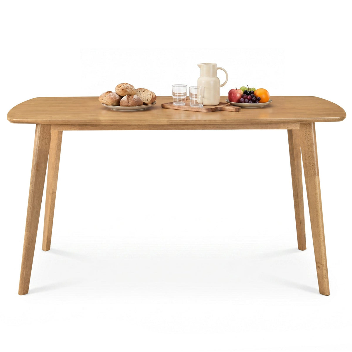 55" Solid Wood Dining Table for 4-6 People