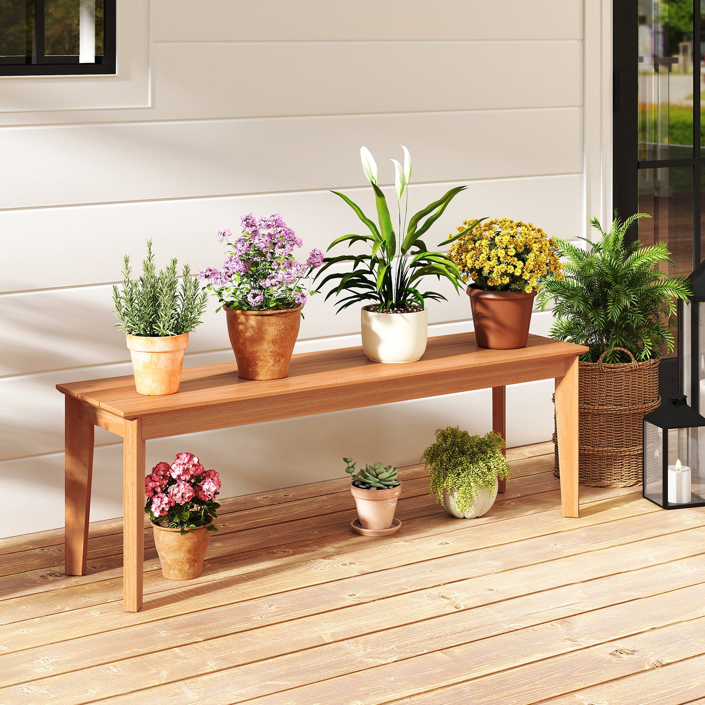 55-Inch Teak Wood Outdoor Bench – 880 LBS Capacity
