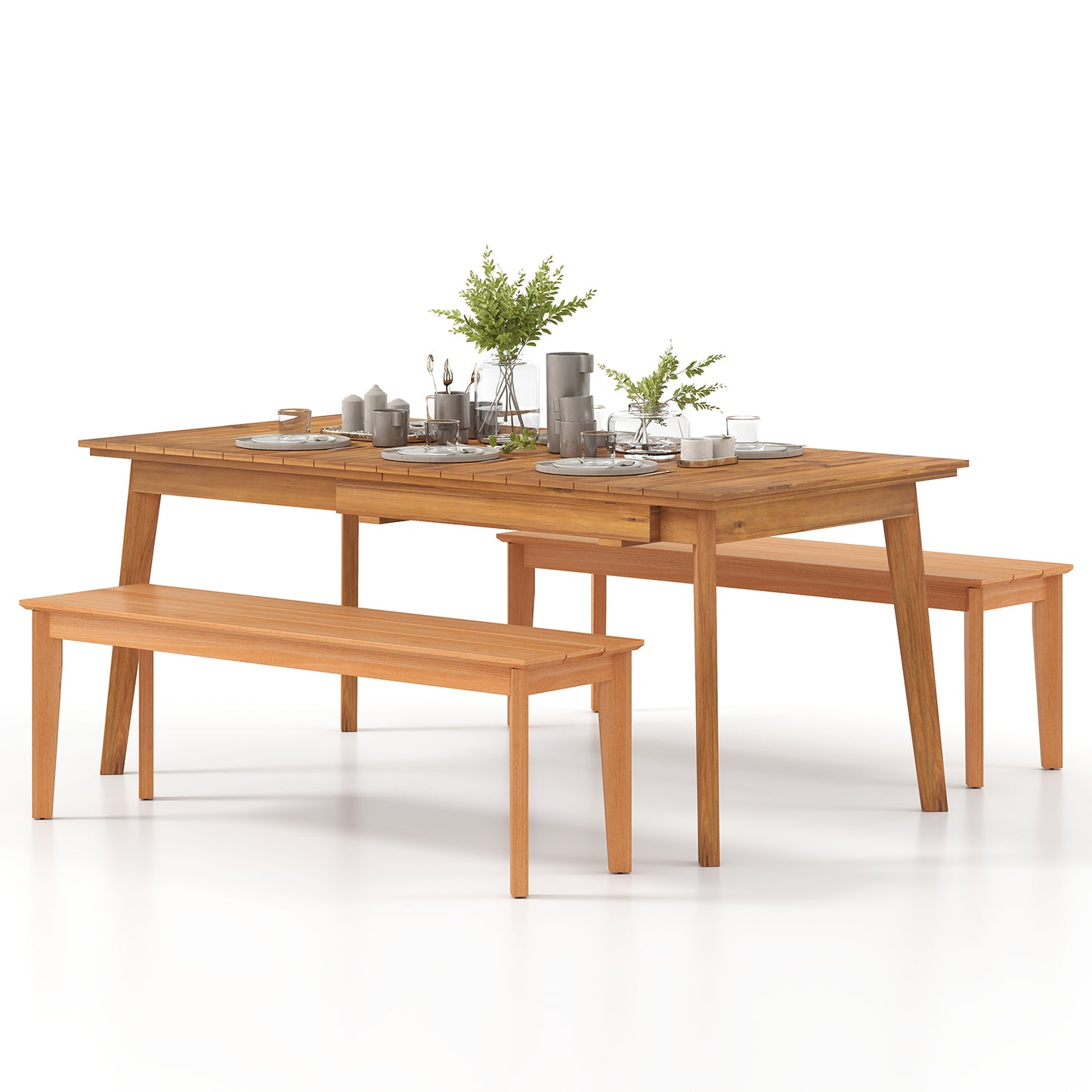 55-Inch Teak Wood Outdoor Bench – 880 LBS Capacity