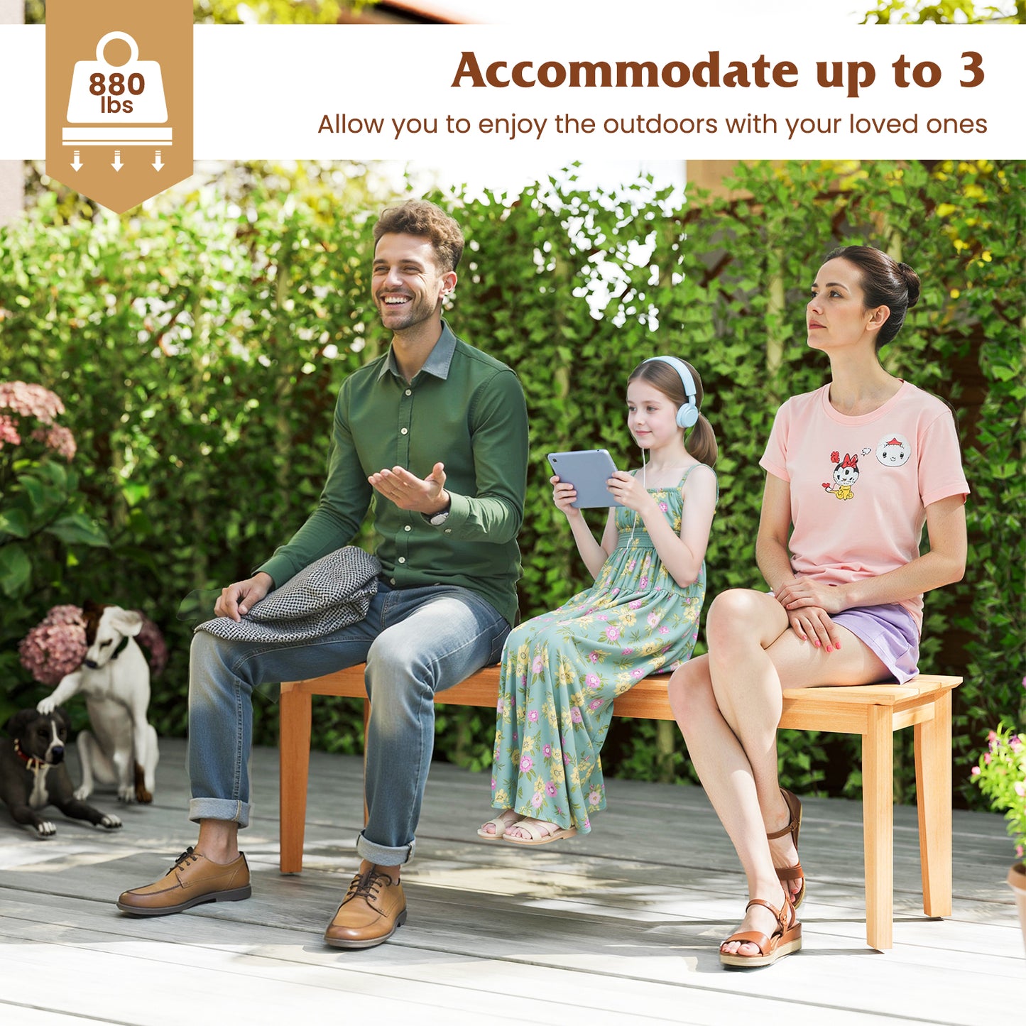 55-Inch Teak Wood Outdoor Bench – 880 LBS Capacity