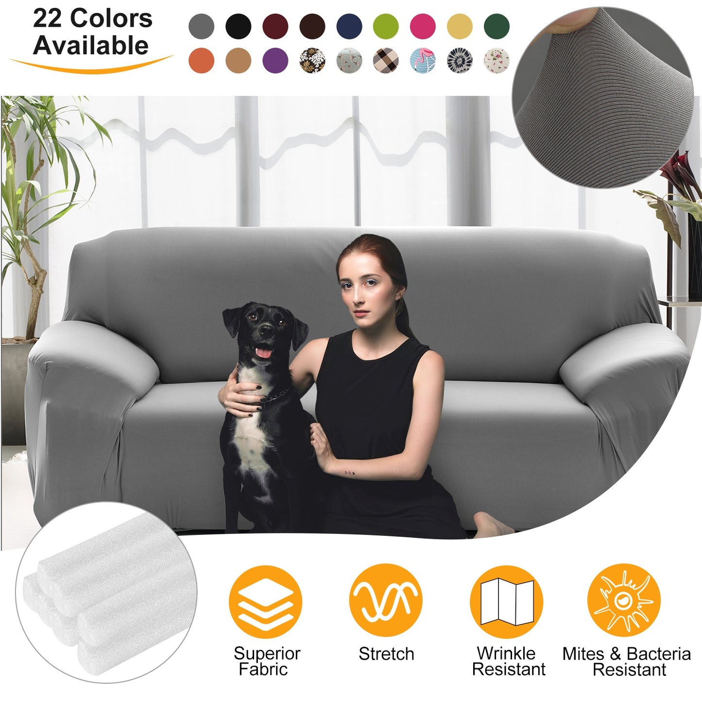 Stretch Sofa Slipcover with Anti-Slip Foam Strips