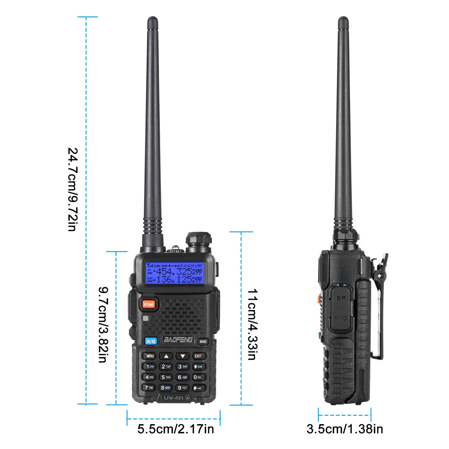 Dual Band Two Way Radio 5W VHF UHF Walkie Talkie