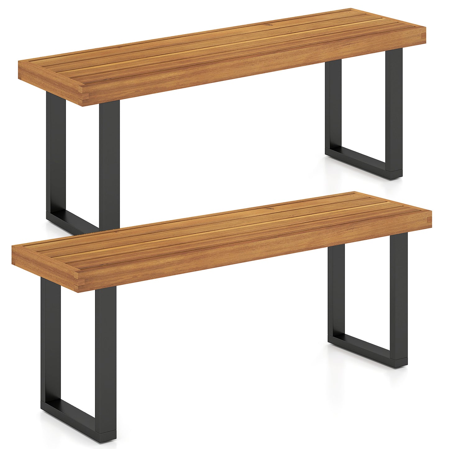 48-Inch Acacia Wood Outdoor Bench Set of 2