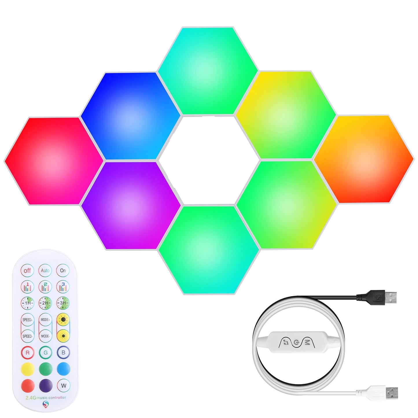 Hexagon Light Panels 8-Pack RGBW Smart LED Wall Lights
