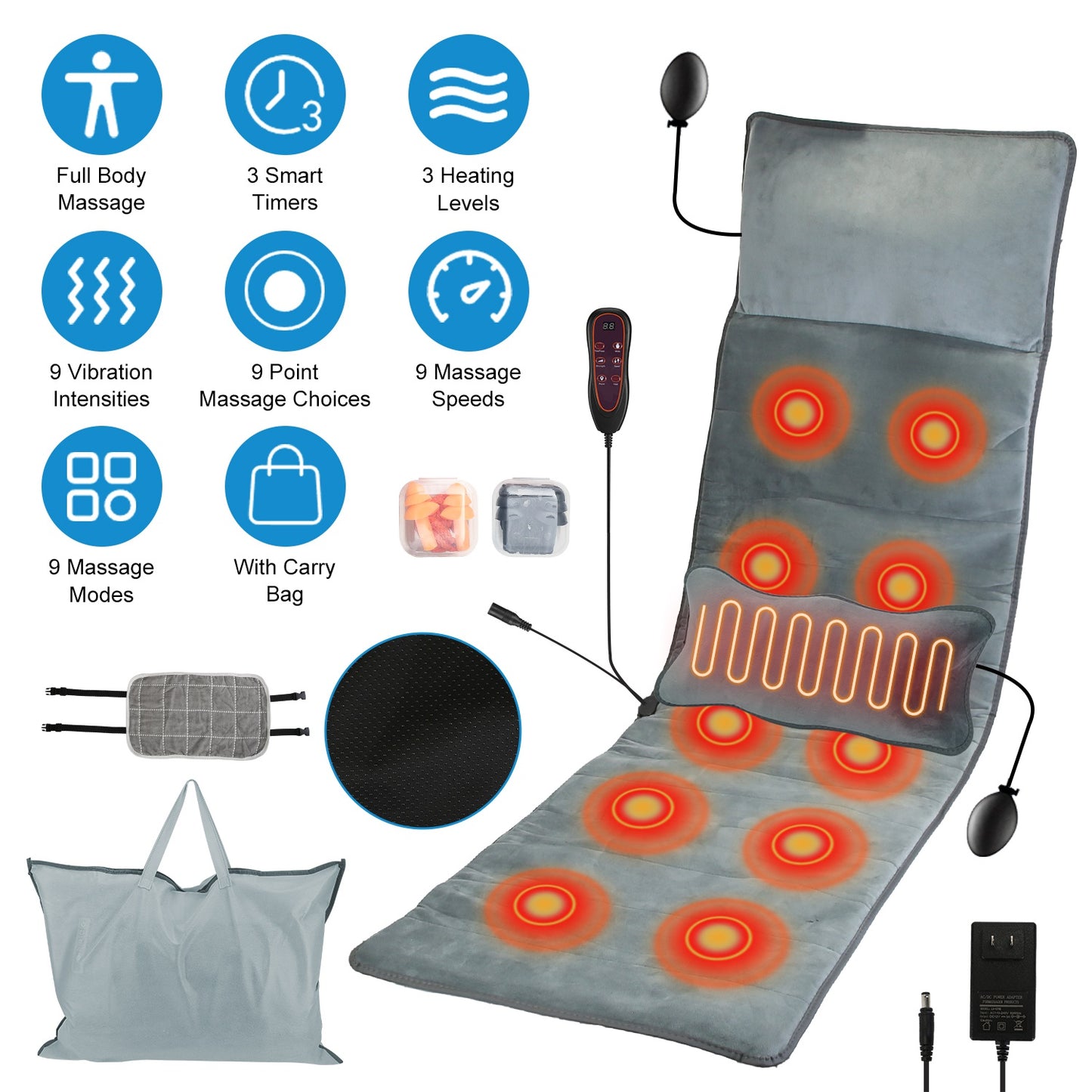 Full Body Electric Massage Mat with Heat and Vibration