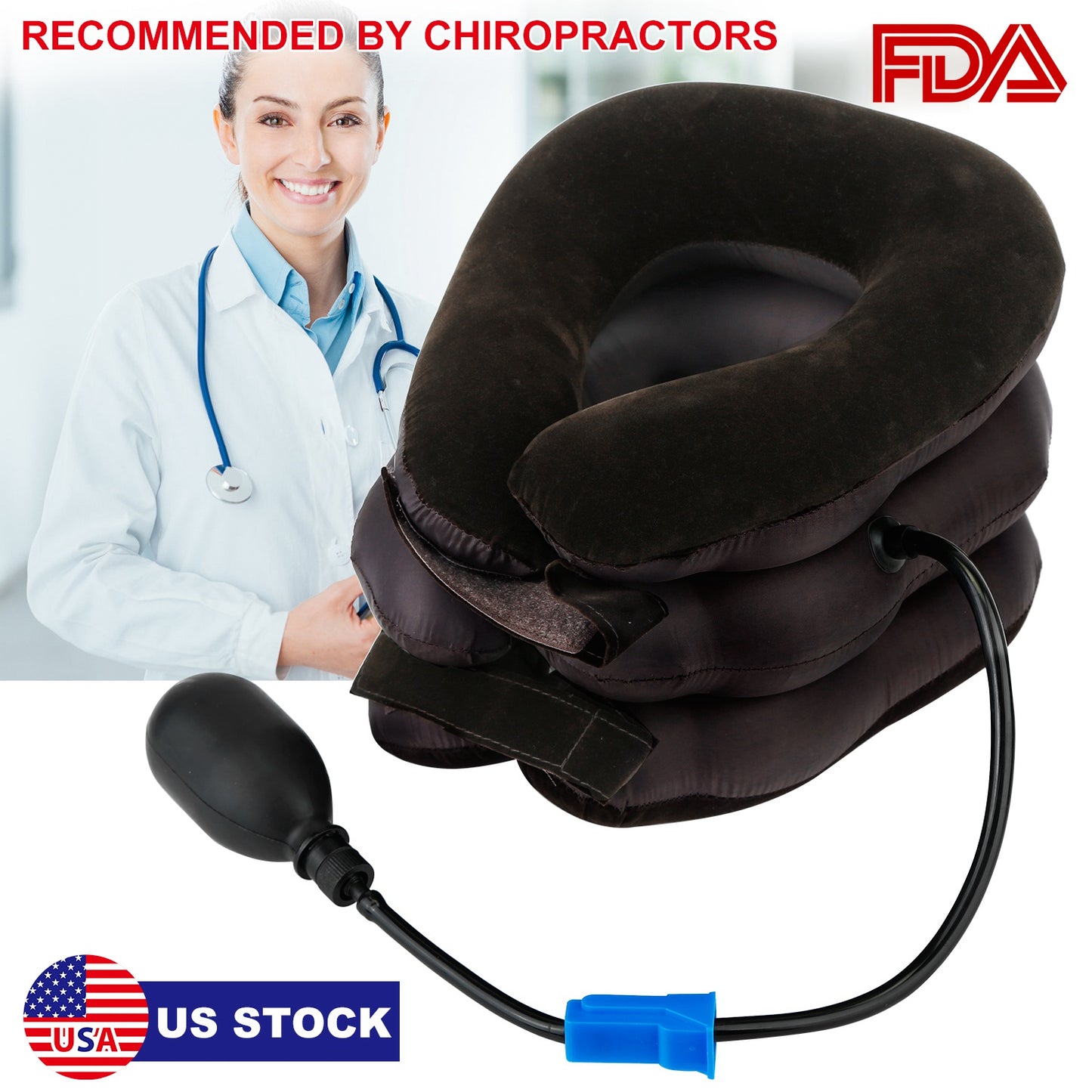 Inflatable Cervical Neck Traction Pillow