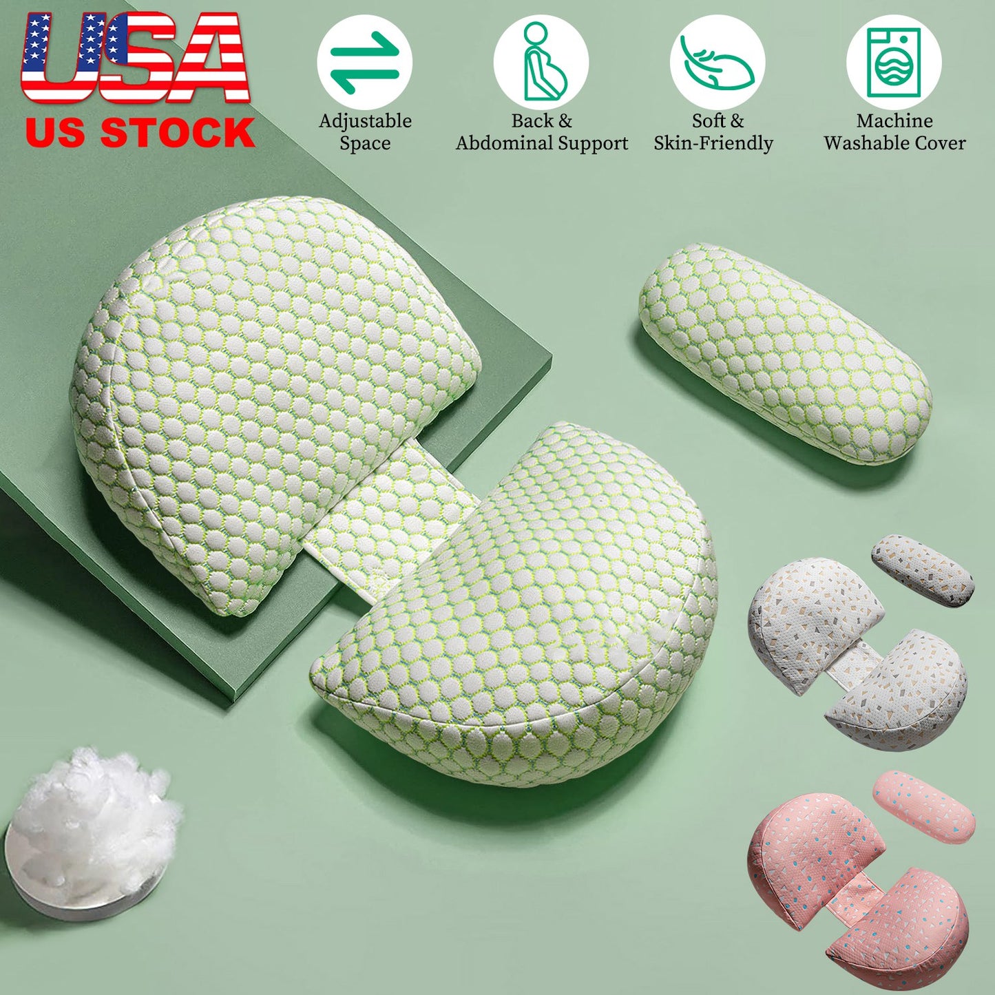 Adjustable Maternity Wedge Pillow with Detachable Cover