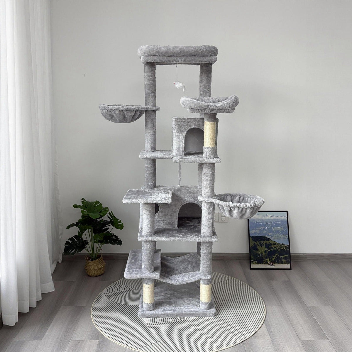 68-Inch Multi-Level Cat Tree with Hammocks & Scratching Posts