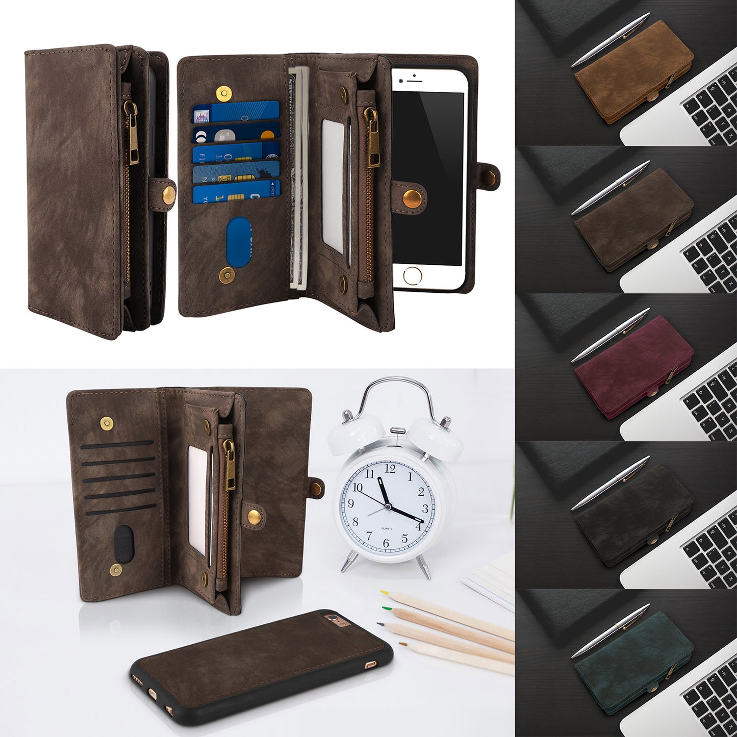 iPhone 6 Plus Wallet Case with Detachable Magnetic Cover