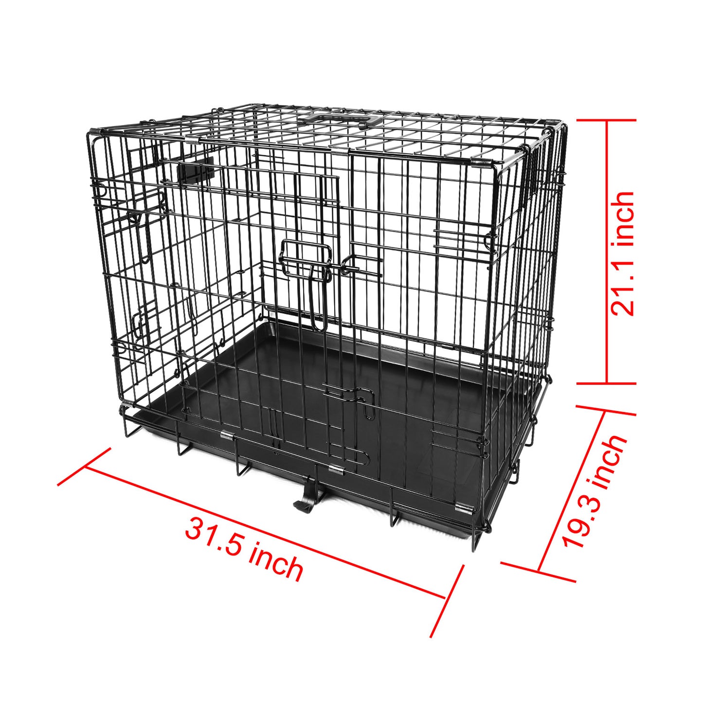 30-Inch Folding Metal Dog Crate with Double Door