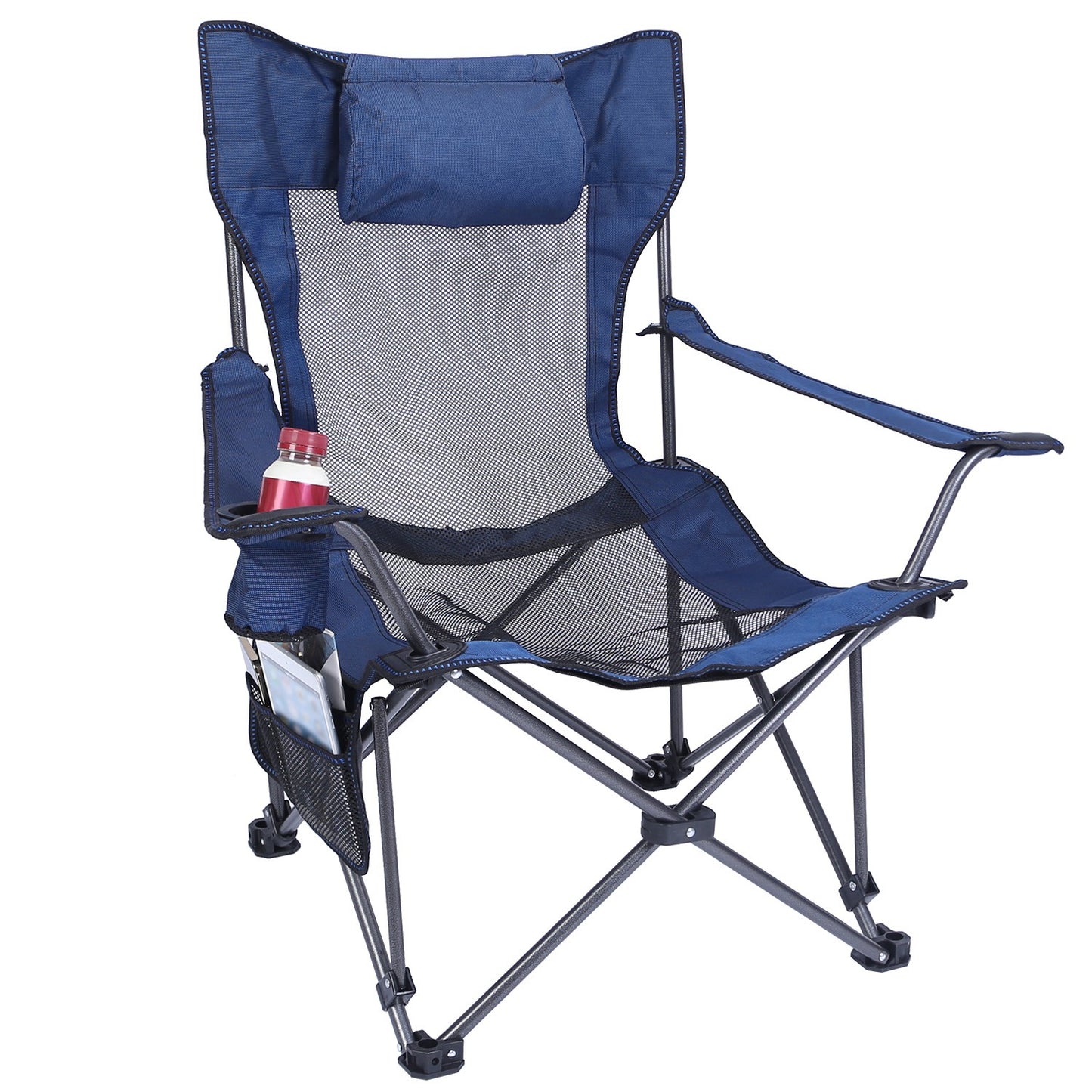 Foldable Camping Chair with Reclining Backrest - 330 LBS Capacity