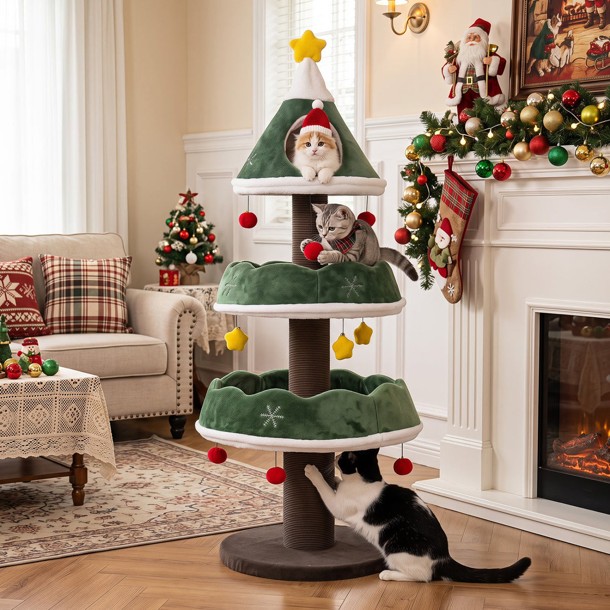 Multi-Level Cat Tree Tower 56.5" with Scratching Posts