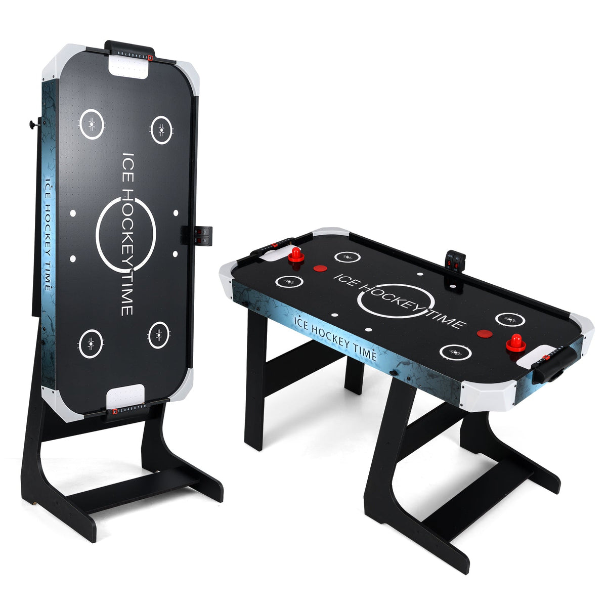56 Inch Air Hockey Table with Powerful 12V Motor and LED Digital Scoreboard-Black