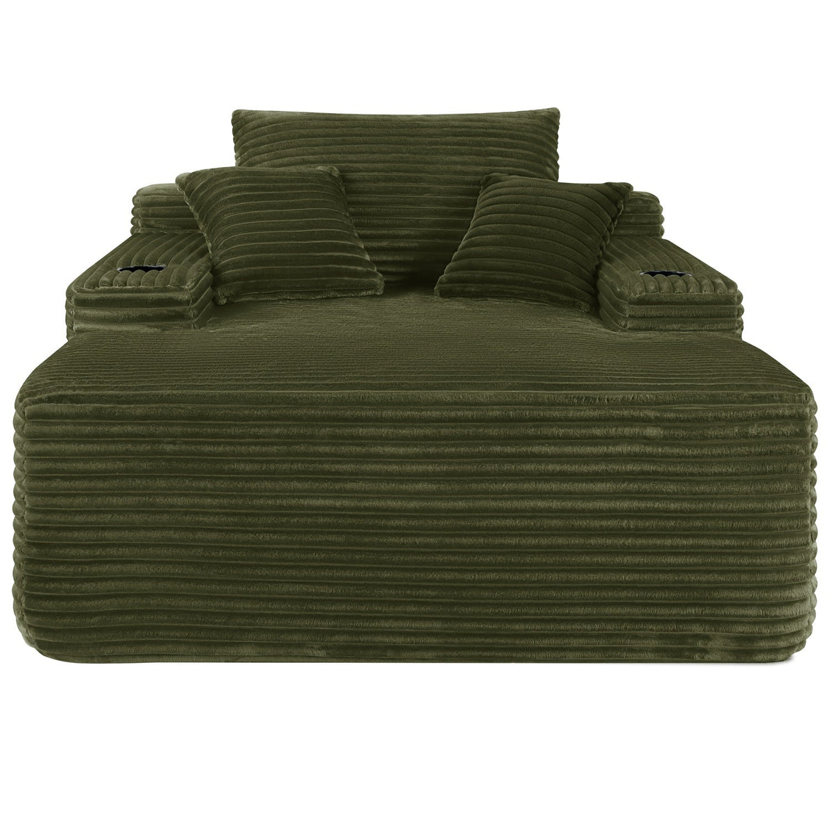 Convertible Chaise Lounge Sleeper Sofa with Cup Holders & Pillows