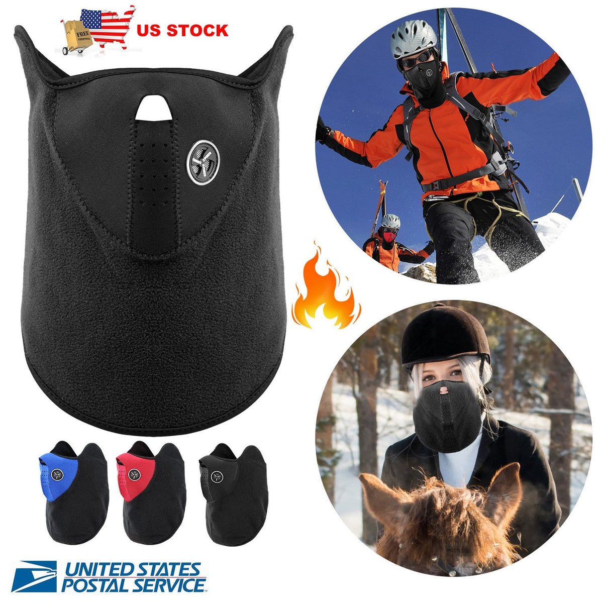 Half Face Mask Breathable Windproof Dustproof Neck Warmer for Bike Motorcycle Racing