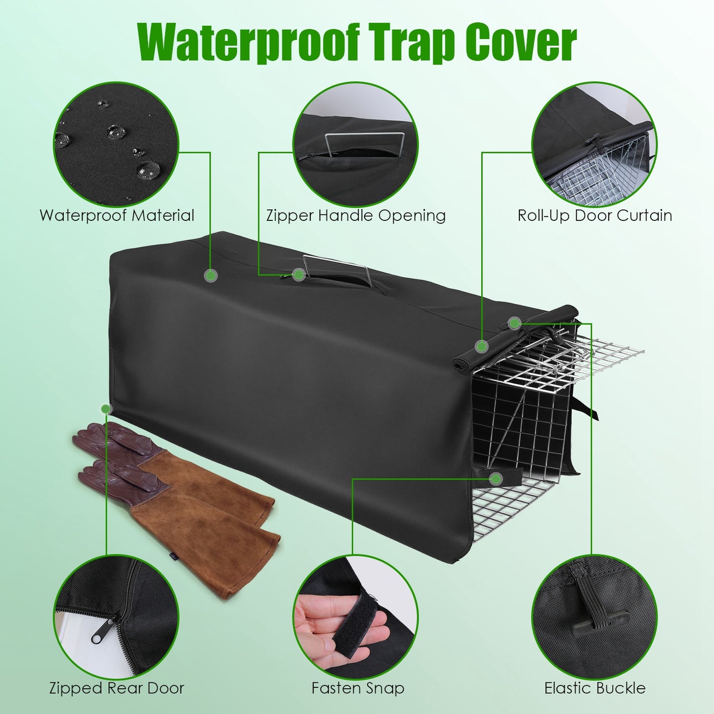 Humane Live Animal Trap Cage with Waterproof Cover - 30.5"