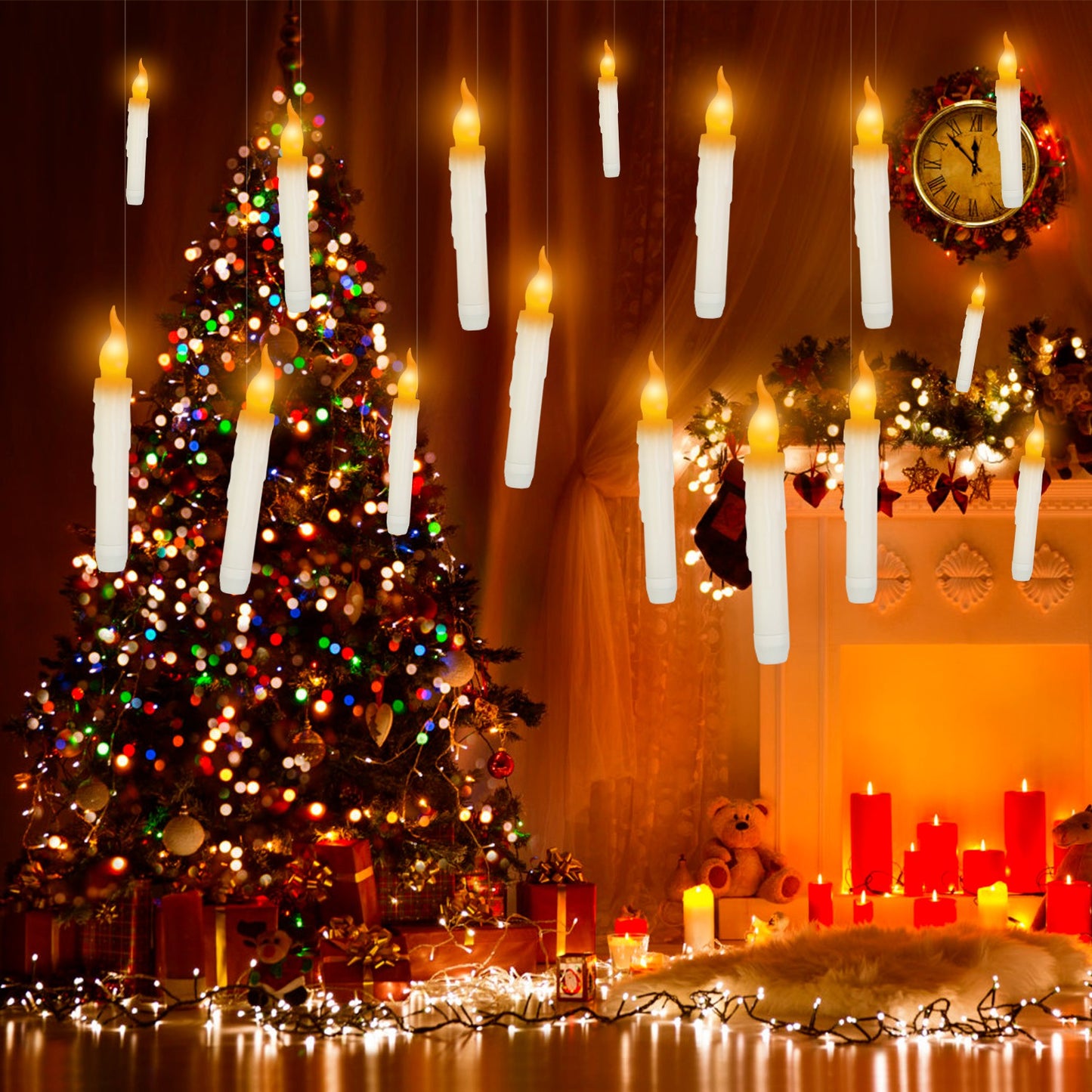 Floating LED Candles 12-Pack with Magic Wand Remote