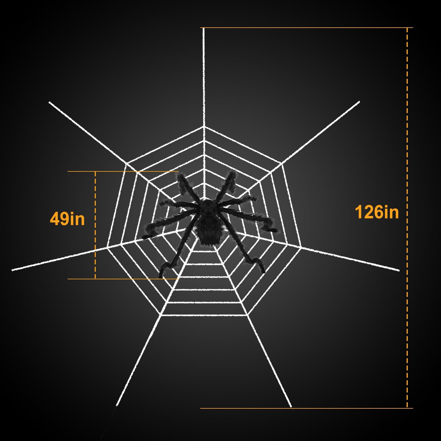 Giant Halloween Spider Decoration with 126" Web - 49 Inch