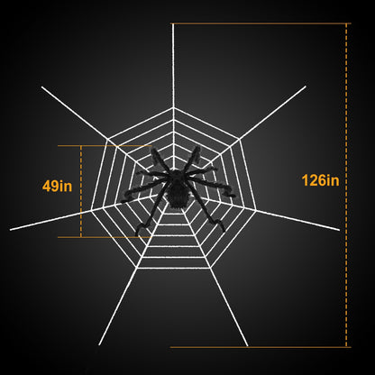 Giant Halloween Spider Decoration with 126" Web - 49 Inch