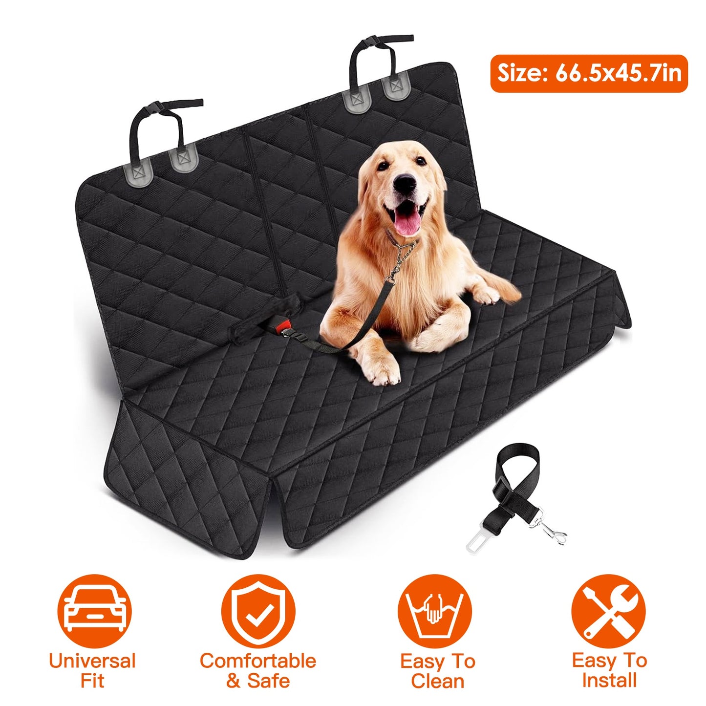 Waterproof Dog Car Seat Cover with Safety Belt