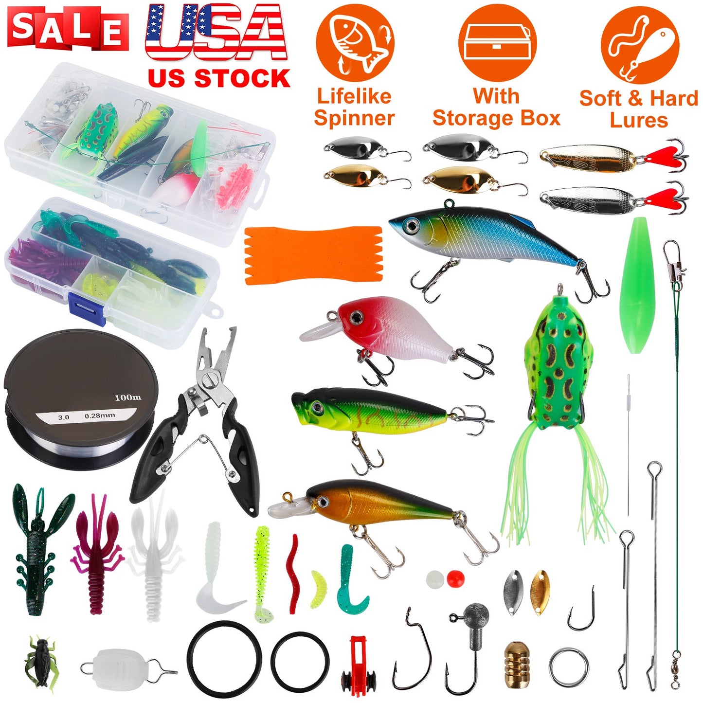 383-Piece Fishing Lure Tackle Kit with Storage Boxes