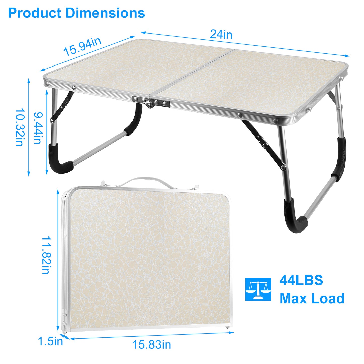 Foldable Laptop Table with Adjustable Legs for Bed & Sofa